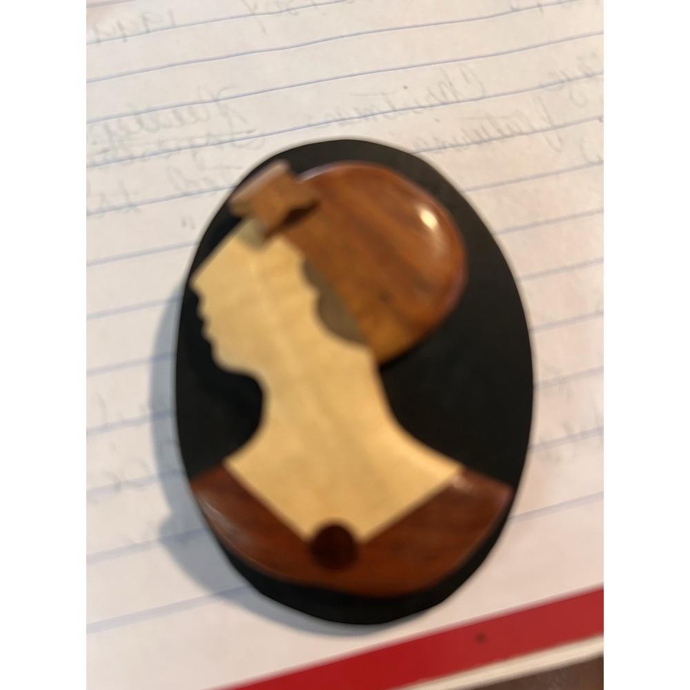 Vintage Handmade 1980's Brooch Art Deco 3 D Woman's Cameo Portrait